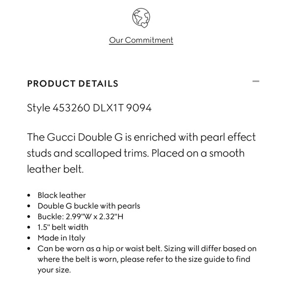 Gucci LEATHER BELT WITH PEARL DOUBLE G - Picture 6 of 6